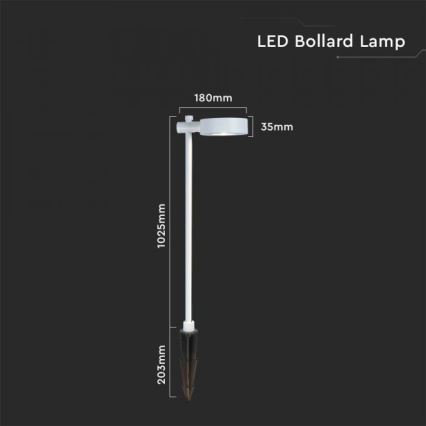 Luminaria LED para exterior LED/7W/230V 3000K IP65 blanca 102 cm