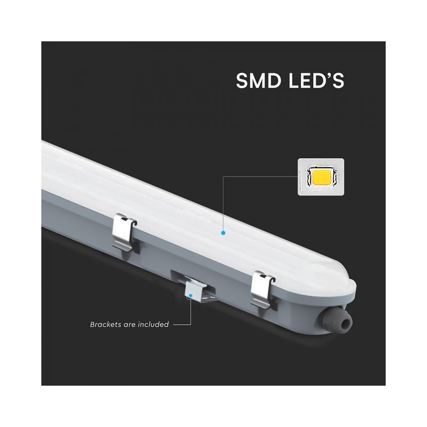 Luminaria tubular LED técnica con módulo de emergencia LED/48W/230V 6500K IP65 2200 mAh 150 cm