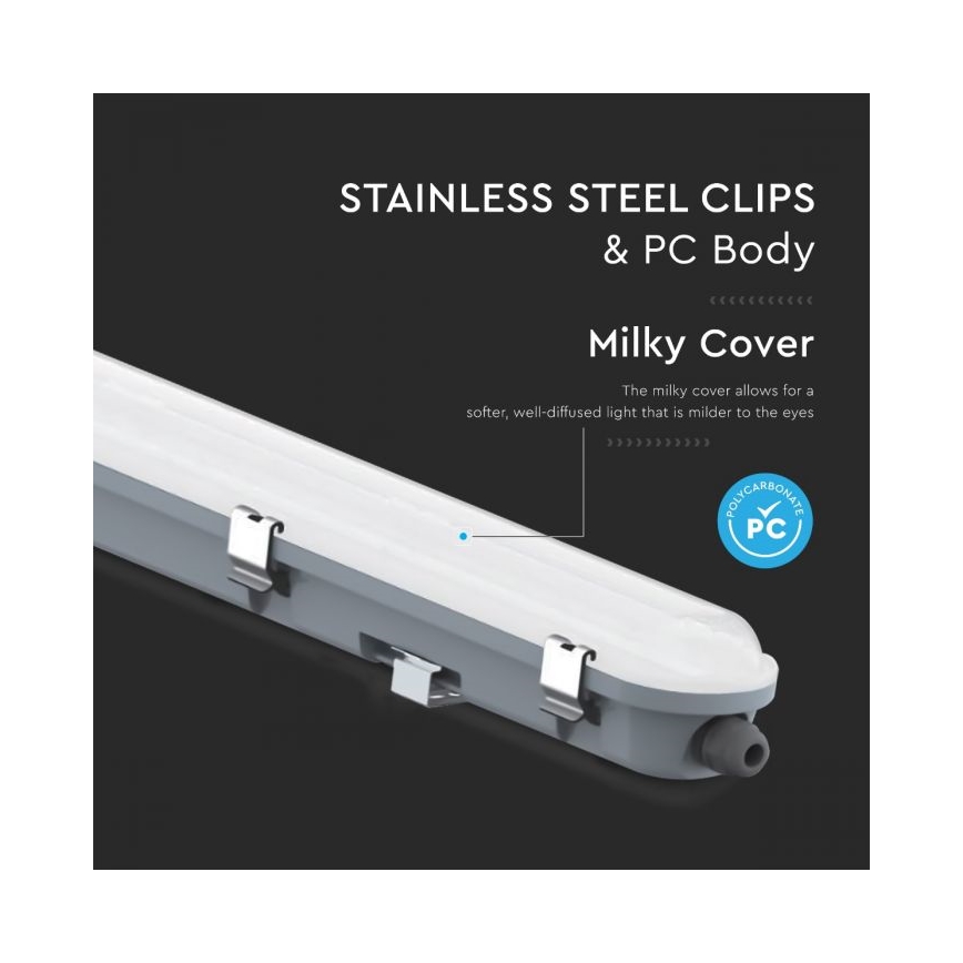 Luminaria tubular LED técnica con módulo de emergencia LED/48W/230V 6500K IP65 2200 mAh 150 cm