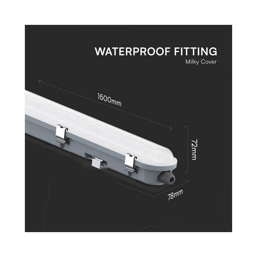 Luminaria tubular LED técnica con módulo de emergencia LED/48W/230V 6500K IP65 2200 mAh 150 cm