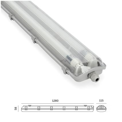 Luminaria técnica LED fluorescente T8 2xG13/18W/230V 6500K IP65