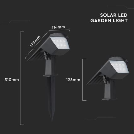 Luminaria solar LED 2 en 1 1,3W/3,7V 3000/4000/6400K IP65 1200 mAh