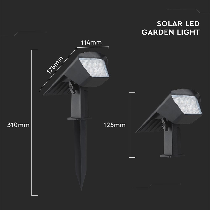 Luminaria solar LED 2 en 1 1,3W/3,7V 3000/4000/6400K IP65 1200 mAh