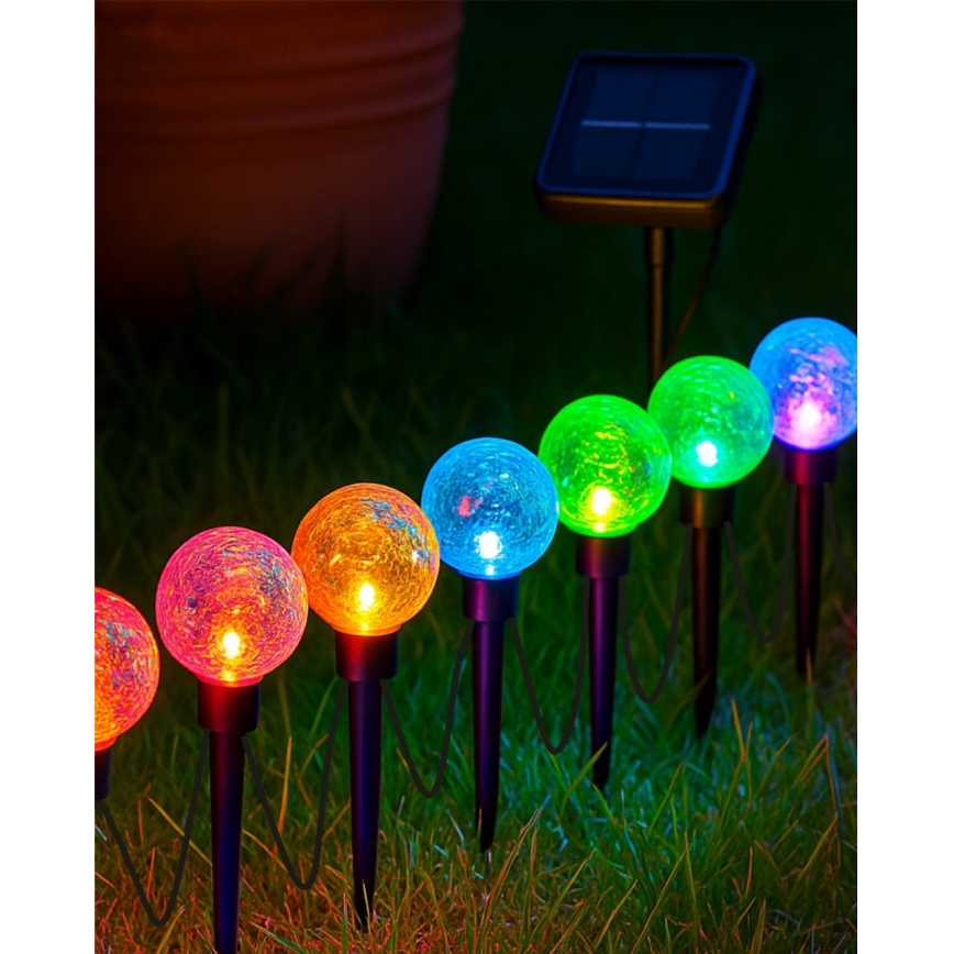 Luminaria solar LED RGB 10 LEDs/1,2 V 300 mAh IP44 negro