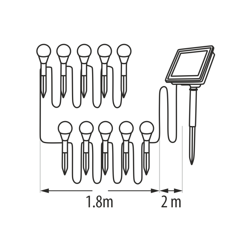 Luminaria solar LED RGB 10 LEDs/1,2 V 300 mAh IP44 negro