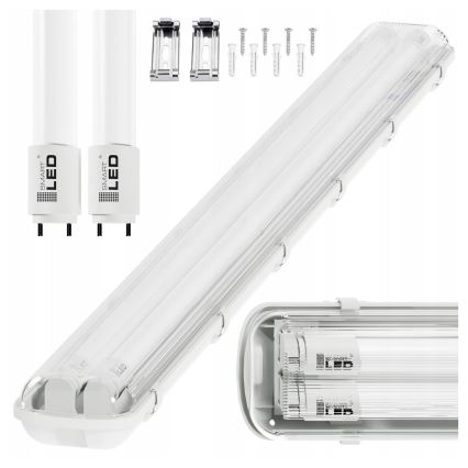 Luminaria técnica fluorescente LED T8 2xG13/20W/230V 6500K 120 cm IP65 blanca