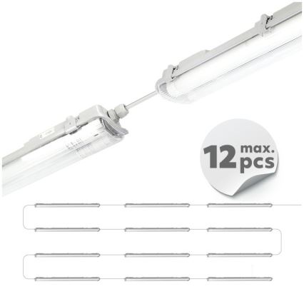 Luminaria técnica LED para tubos T8, 2x G13 / 18 W / 230 V / 6500 K / IP65 / 127 cm