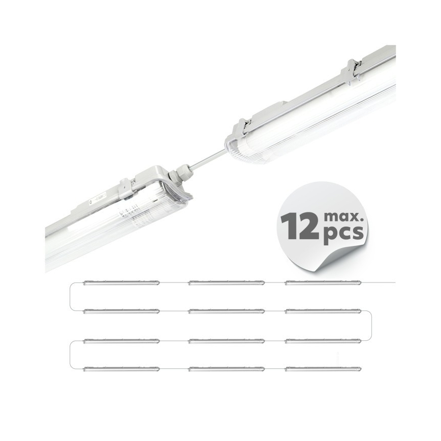 Luminaria técnica LED para tubos T8, 2x G13 / 18 W / 230 V / 6500 K / IP65 / 127 cm