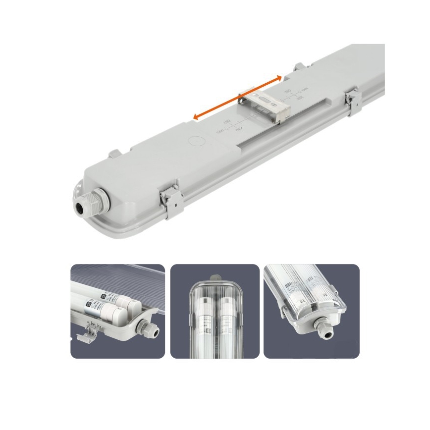 Luminaria técnica LED T8 2xG13/18W/230V 5000K IP65 127 cm