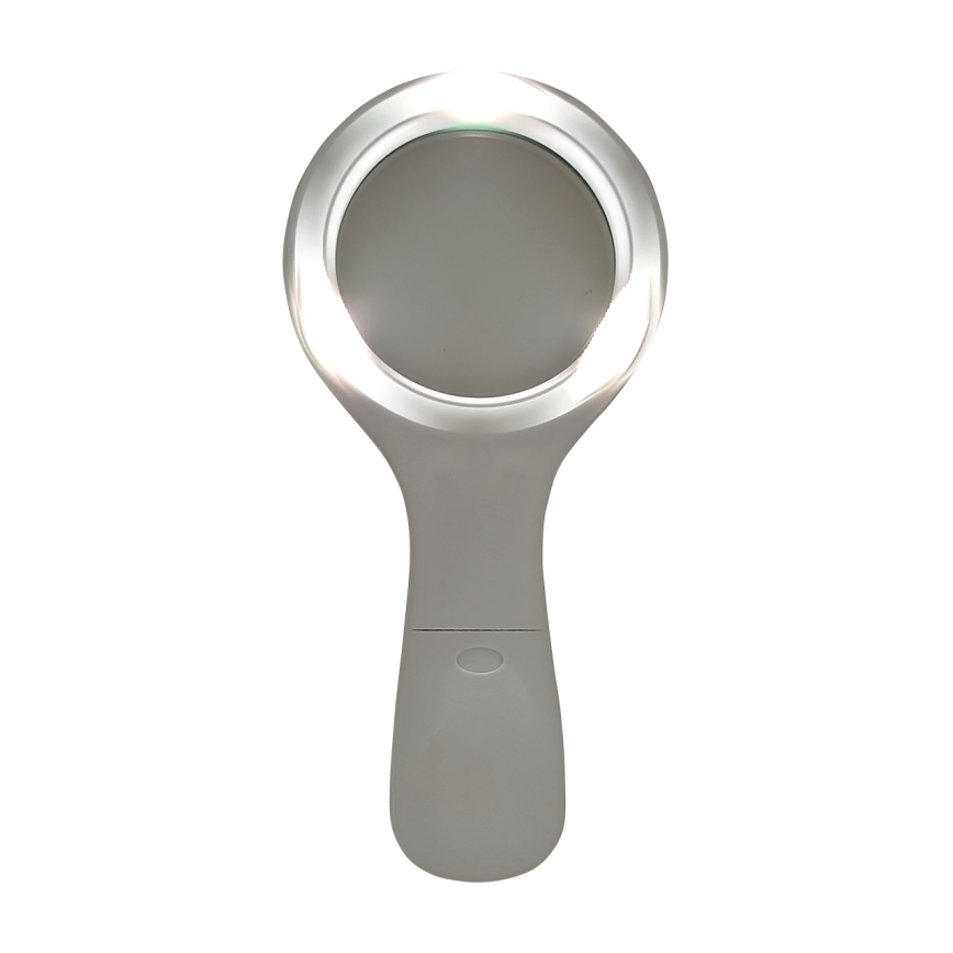 Lupa con aumento 3× e iluminación LED (3 W), alimentada por 2× pilas AAA, IP22