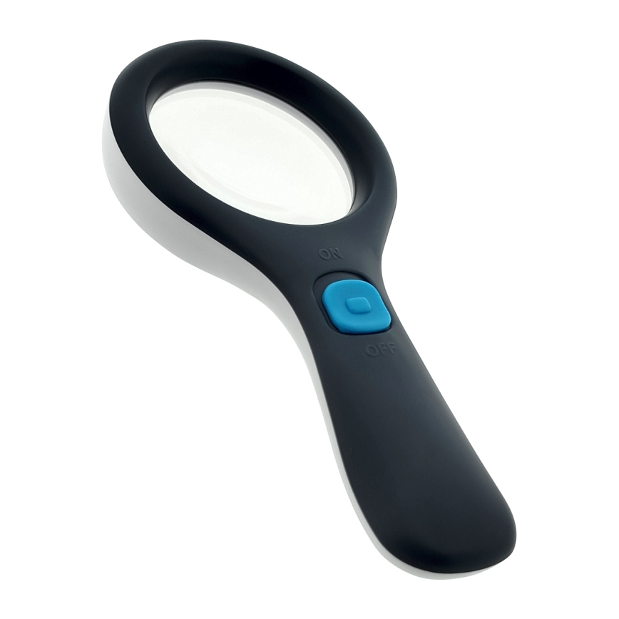 Lupa con aumento 3× e iluminación LED (3 W), alimentada por 2× pilas AAA, IP22