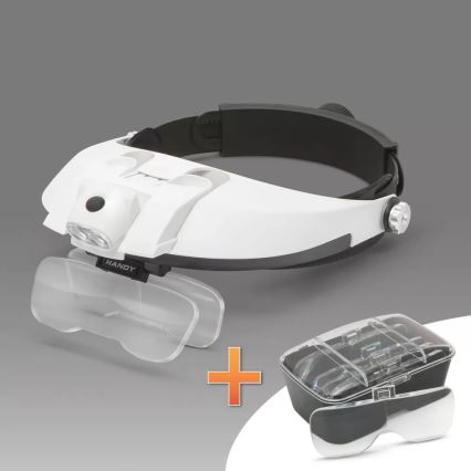 Lupa con luces LED 3xAAA + juego de lentes