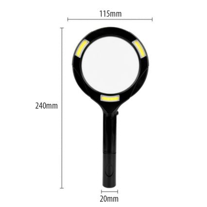 Lupa LED con aumento 3× e iluminación LED/3W/2xAA IP22