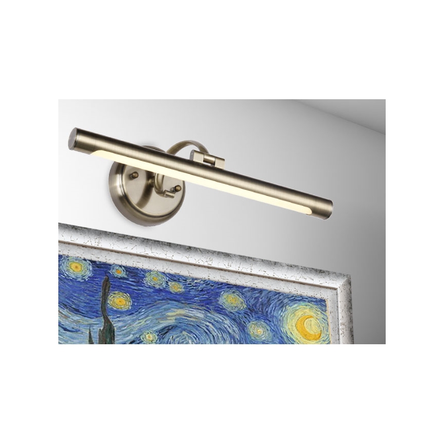 LUXERA 62301 - Lámpara LED de cuadros MOSSARIO LED/8W/230V latón