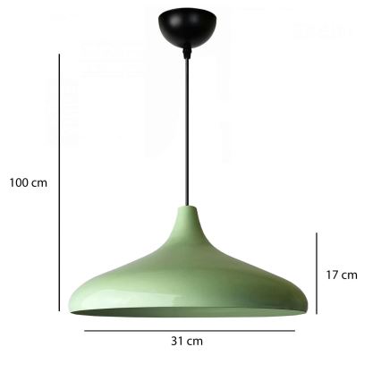 Luz colgante VULCANO 1xE27/40W/230V verde