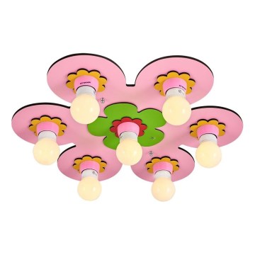Luz de techo infantil LUCCA 7xE27/24W/230V rosa