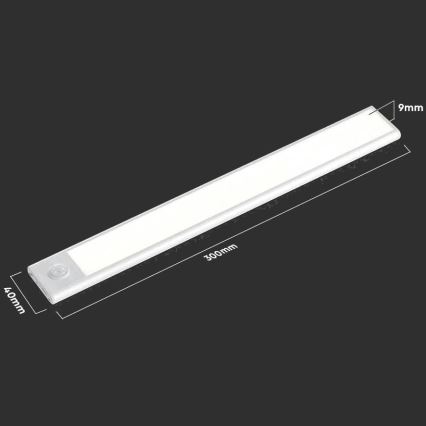 Lámpara LED para debajo del mueble con sensor LED/1,5W/5V 1500 mAh 4000K