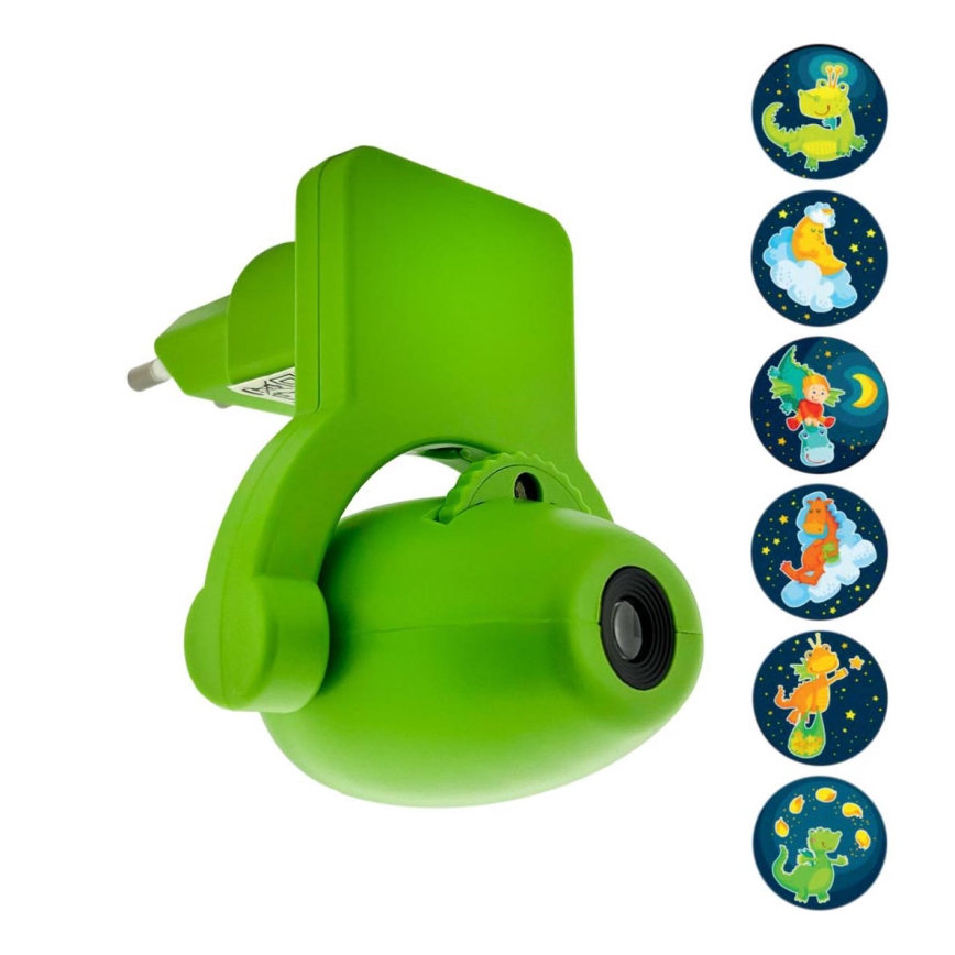 Luz LED nocturna infantil con proyector LED/0,5W/230V Verde