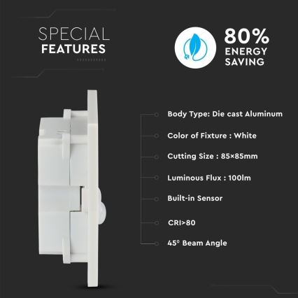 Lámpara LED para escaleras con sensor de movimiento LED/3W/230V 4000K blanco