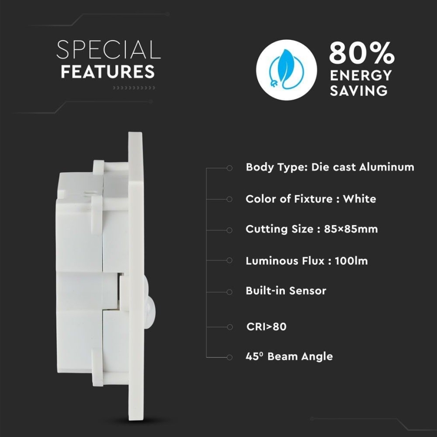 Lámpara LED para escaleras con sensor de movimiento LED/3W/230V 4000K blanco