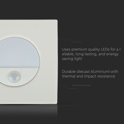 Lámpara LED para escaleras con sensor de movimiento LED/3W/230V 4000K blanco