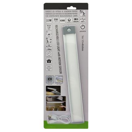 Iluminación LED recargable para muebles con sensor LED/2,5W/5V USB 800 mAh 4200K 32,5 cm