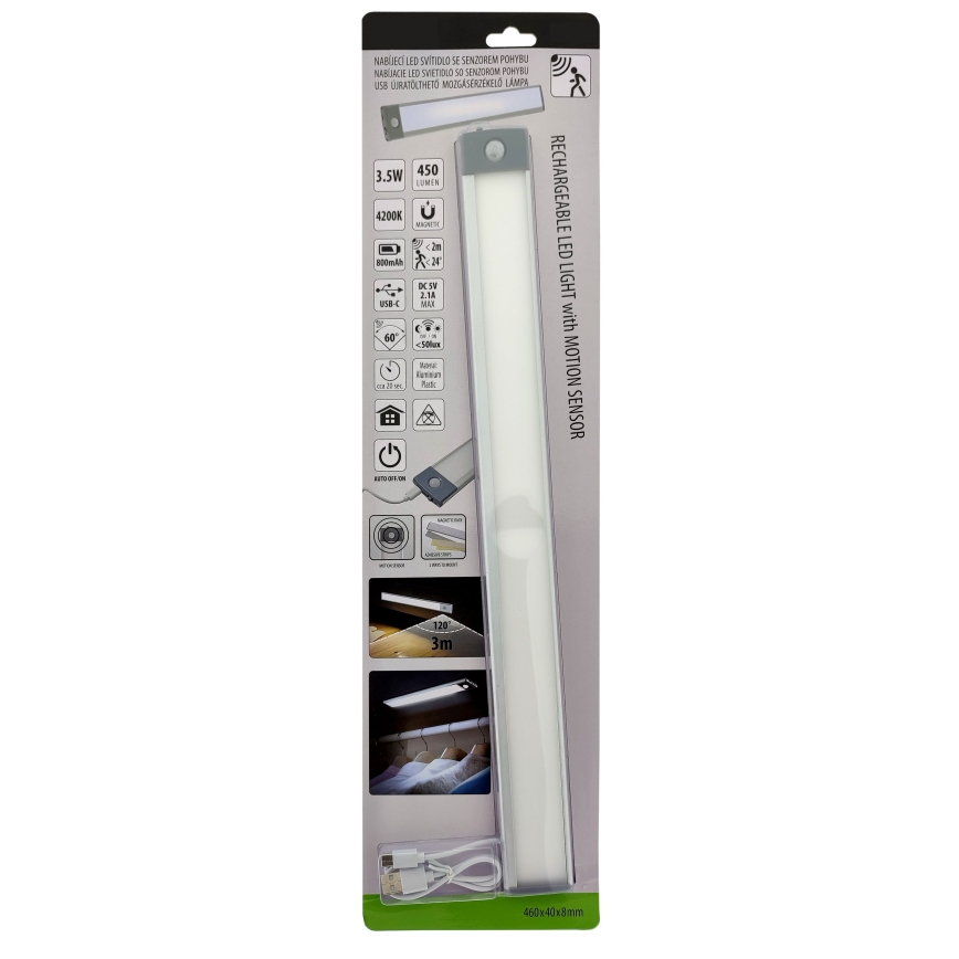 Iluminación LED recargable para muebles con sensor LED/3,5W/5V USB 800 mAh 4200K 46 cm