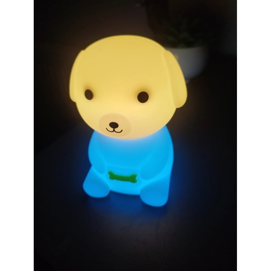 Luz nocturna infantil LED RGBW regulable y recargable LED/2,5W/5V 3000K 1200 mAh perro