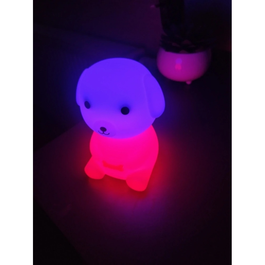 Luz nocturna infantil LED RGBW regulable y recargable LED/2,5W/5V 3000K 1200 mAh perro