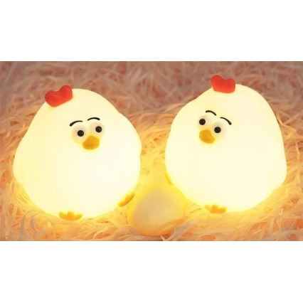 Luz nocturna infantil recargable LED regulable LED/1W/5V 3000K 800 mAh pollo