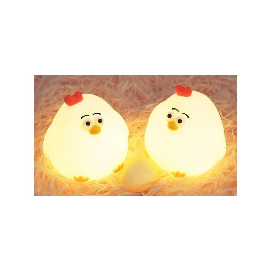 Luz nocturna infantil recargable LED regulable LED/1W/5V 3000K 800 mAh pollo