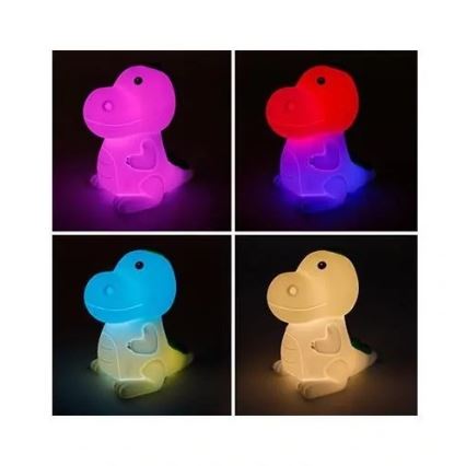 Luz nocturna infantil recargable LED RGB regulable LED/2,5W/5V 3000K 1200 mAh dinosaurio