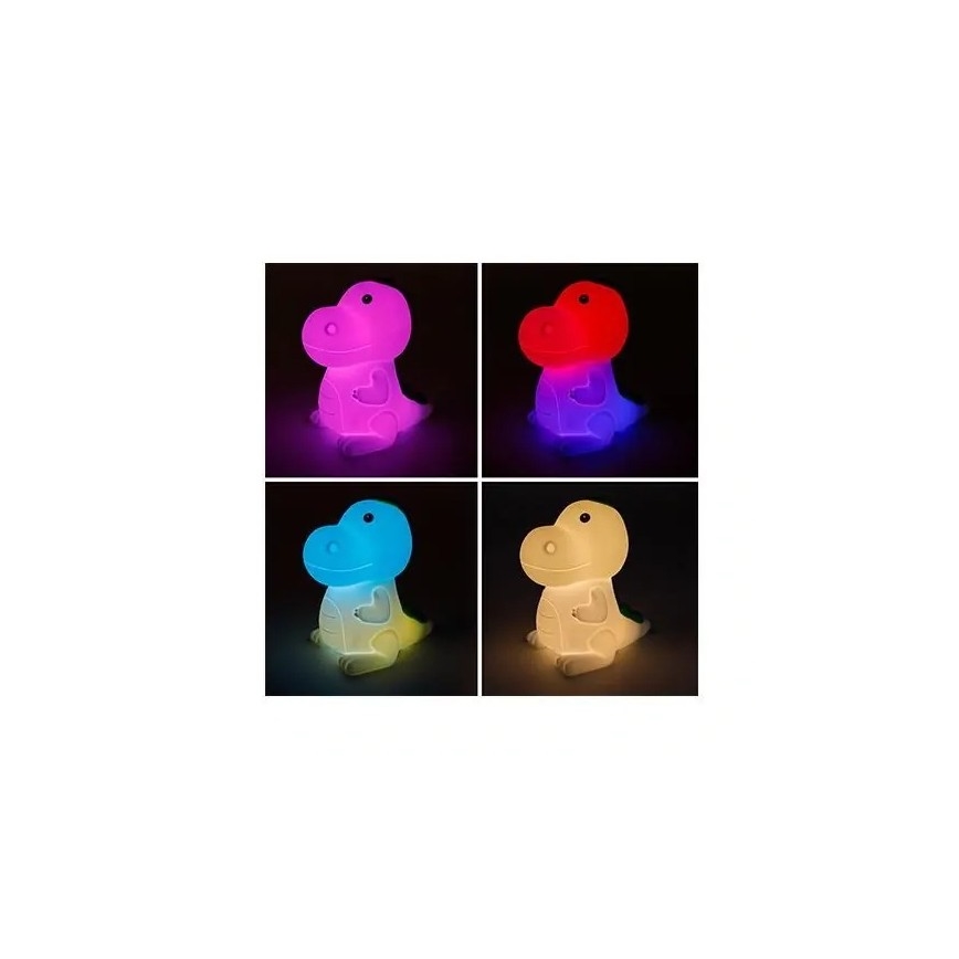 Luz nocturna infantil recargable LED RGB regulable LED/2,5W/5V 3000K 1200 mAh dinosaurio