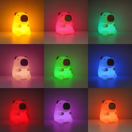 Luz nocturna infantil LED RGBW recargable y regulable con control táctil KAPYBARA LED/0,45W/5V 800 mAh
