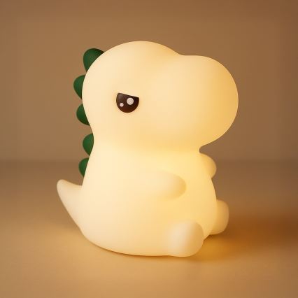 Luz nocturna infantil táctil, recargable y regulable LED RGBW DINO LED/1W/5V 1200 mAh