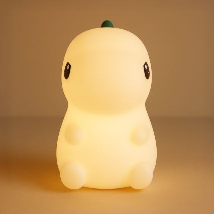 Luz nocturna infantil táctil, recargable y regulable LED RGBW DINO LED/1W/5V 1200 mAh