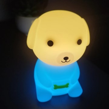Luz nocturna infantil recargable y regulable LED RGBW LED/2,5W/5V 3000K 1200 mAh con diseño de perro