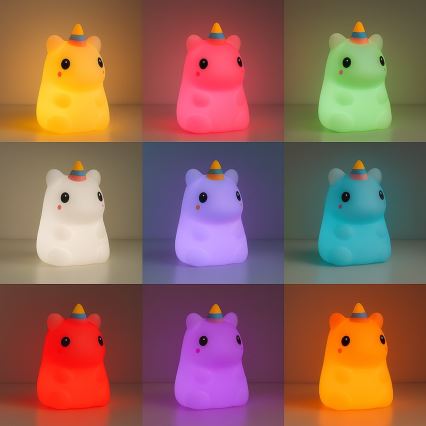 Luz nocturna infantil táctil, recargable y regulable LED RGBW UNICORN LED/1W/5V 1200 mAh