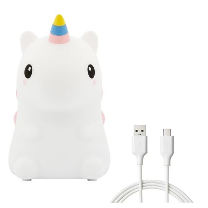 Luz nocturna infantil táctil, recargable y regulable LED RGBW UNICORN LED/1W/5V 1200 mAh