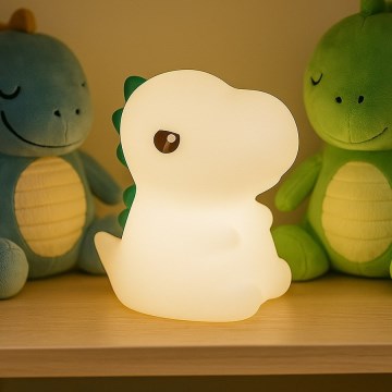 Luz nocturna infantil táctil, recargable y regulable LED RGBW DINO LED/1W/5V 1200 mAh