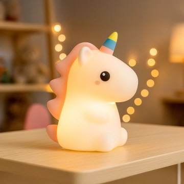 Luz nocturna infantil táctil, recargable y regulable LED RGBW UNICORN LED/1W/5V 1200 mAh