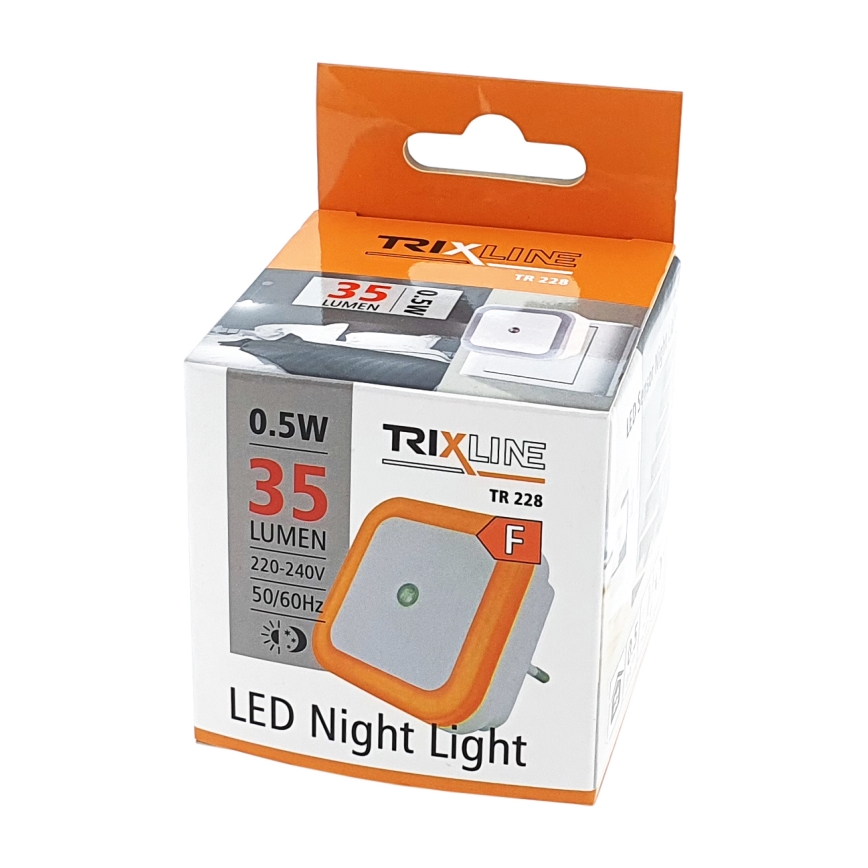 Luz nocturna LED con sensor crepuscular LED/0,5W/230V naranja