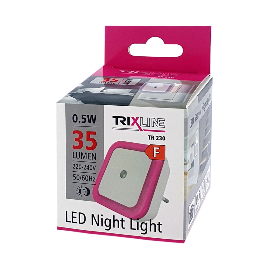 Luz nocturna LED con sensor crepuscular LED/0,5W/230V rosa
