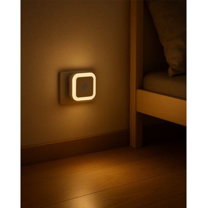 Luz nocturna LED con sensor de movimiento y crepúsculo LED/0,5W/230V blanca