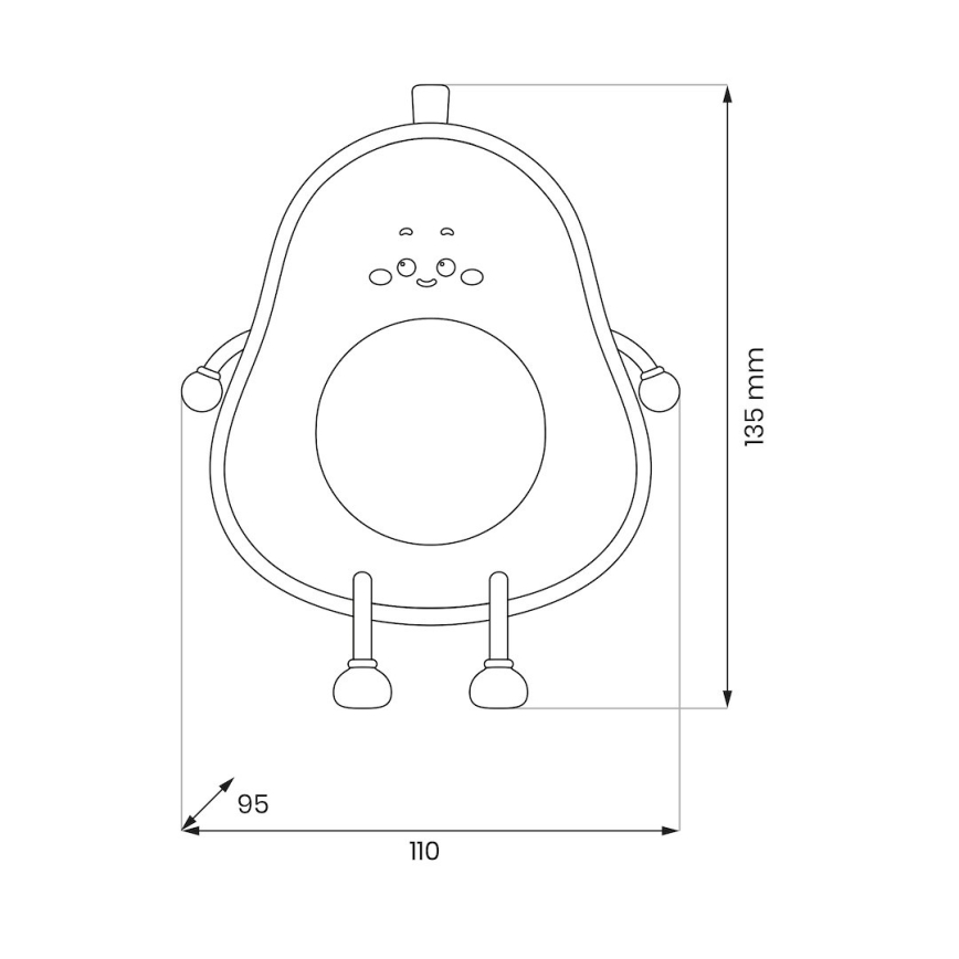 Luz nocturna infantil recargable y táctil LED regulable AVOCADO LED/1W/5V 1200 mAh