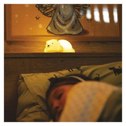 Luz nocturna táctil recargable LED RGB, 3,7 V 1200 mAh, con diseño de oso