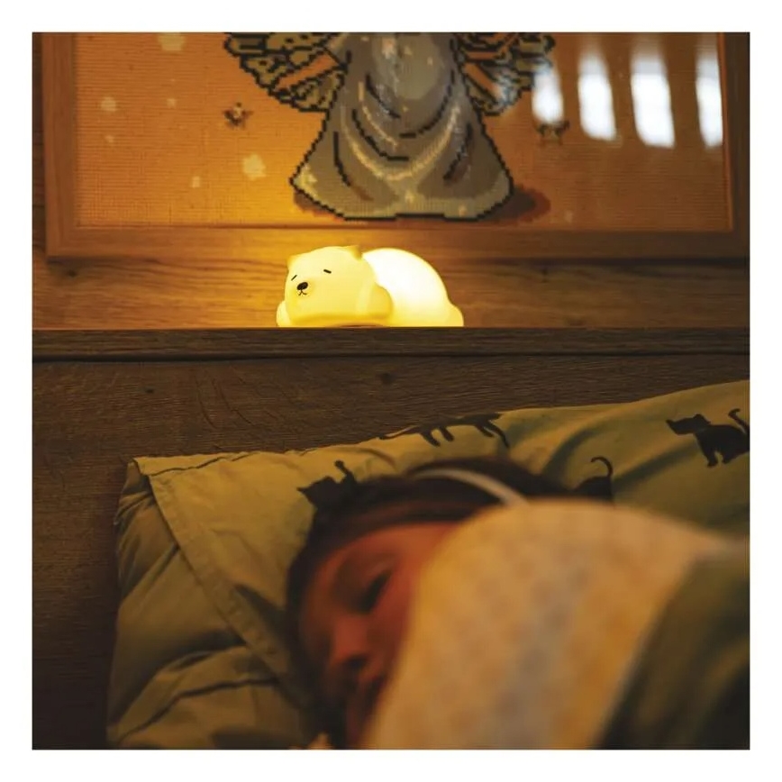 Luz nocturna táctil recargable LED RGB, 3,7 V 1200 mAh, con diseño de oso