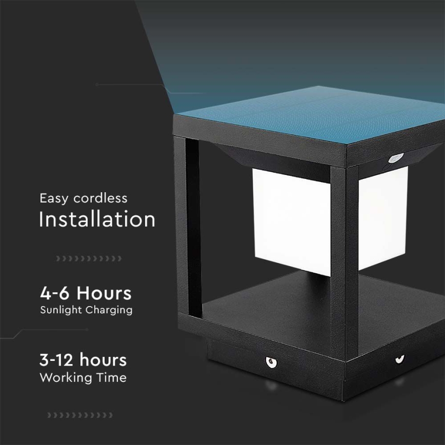 Lámpara solar LED con sensor LED/2W/5,5V 3000K IP65 2600 mAh negra