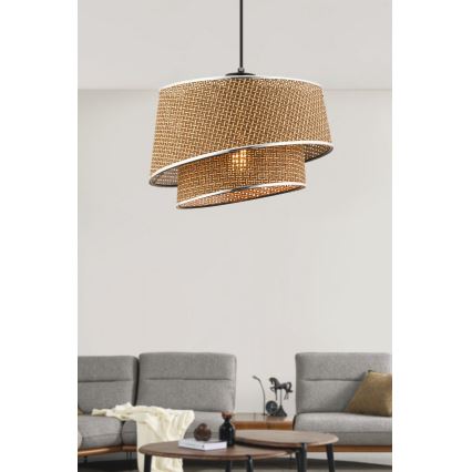 Luz Suspensa BARETTE 1xE27/60W/230V marrón/cromado brillante