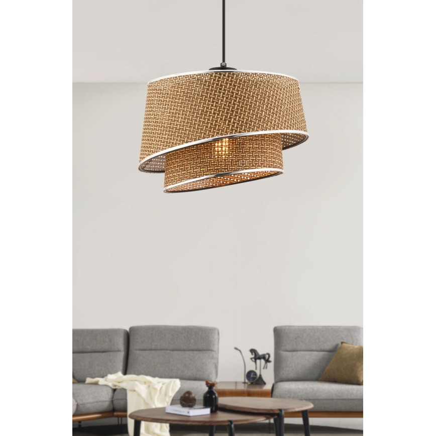 Luz Suspensa BARETTE 1xE27/60W/230V marrón/cromado brillante